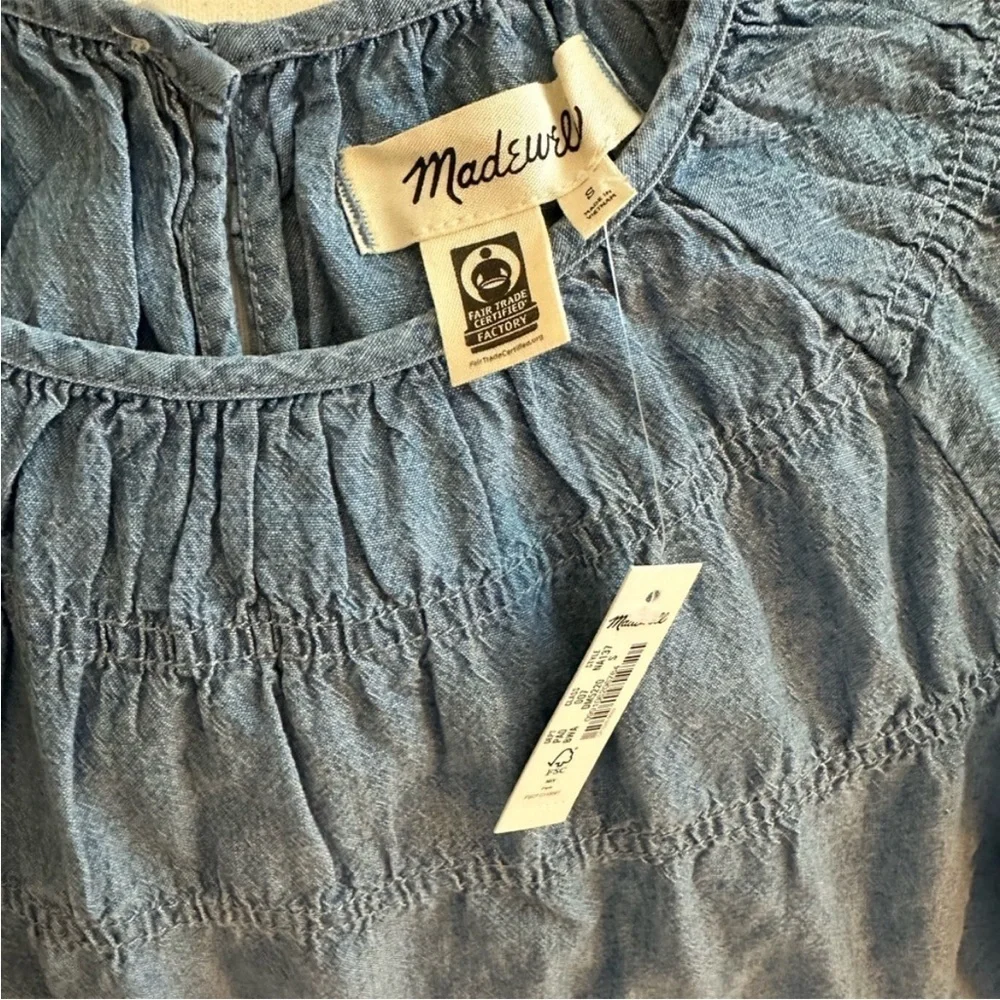 Madewell Denim Puff-Sleeve Top- NWT - Picture 5 of 7